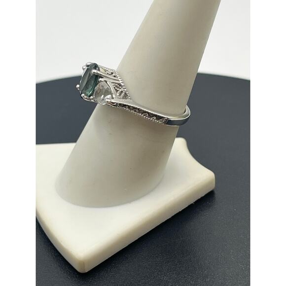 RJ Graziano Designer Vintage Sterling Silver‎ Blue White Topaz Ring Size 8.5 - Picture 3 of 10